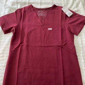 Figs Scrub Top Brand New With Tags - Burgundy, Size Small